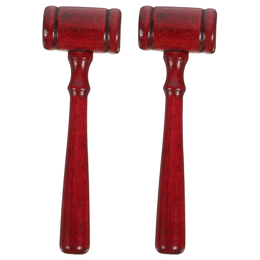 2Pcs Wooden Gavel for Judge Auction Sale Hammer Role Play Prop Court Ceremony Cosplay Party Solid Wood Mini Hammer Smooth Finish