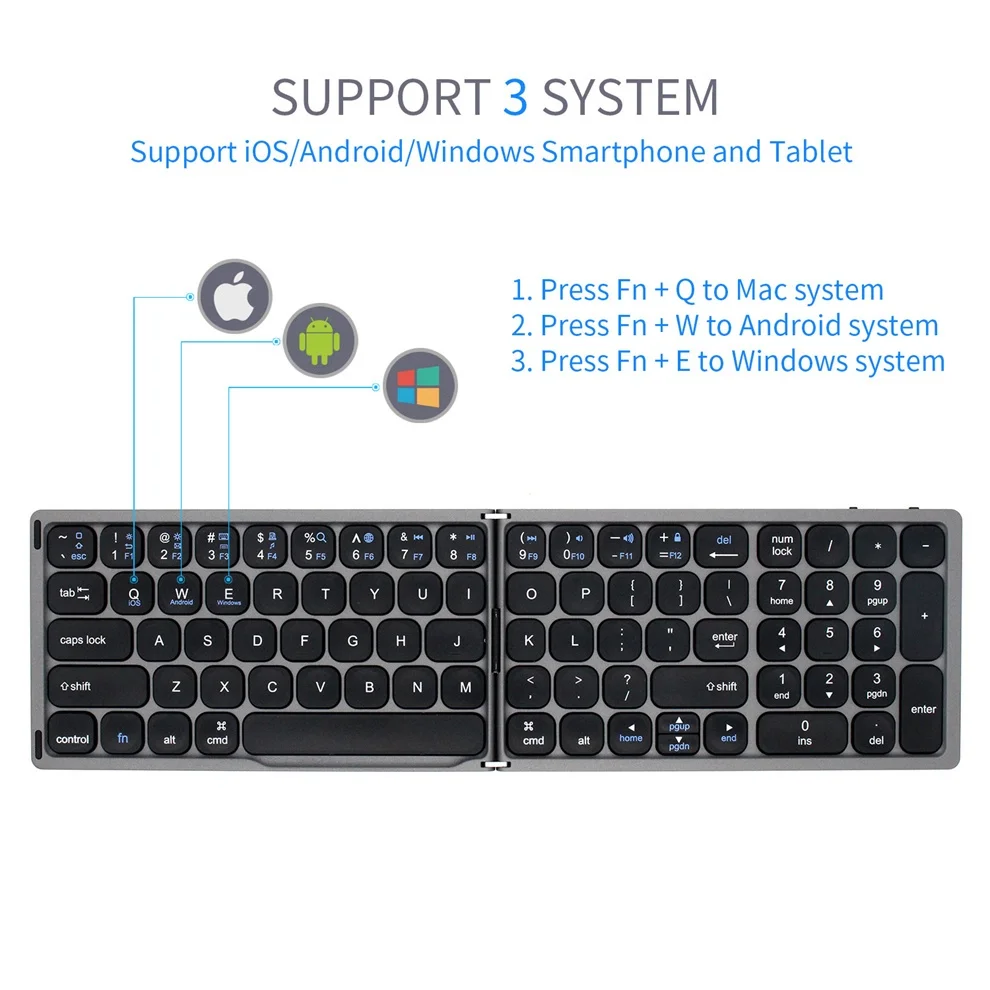 

Jomaa Foldable wireless Bluetooth keyboard lightweight portable Bluetooth Foldaing keyboard available for tablet laptop PC Ipad