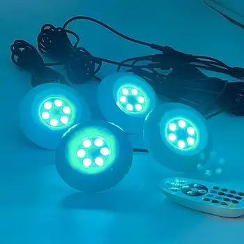 SAIYUN zwembadlicht met EU/US-stekker IP68 waterdicht klein formaat witte ronde onderwater RGB veelkleurige zwembad spa-lamp