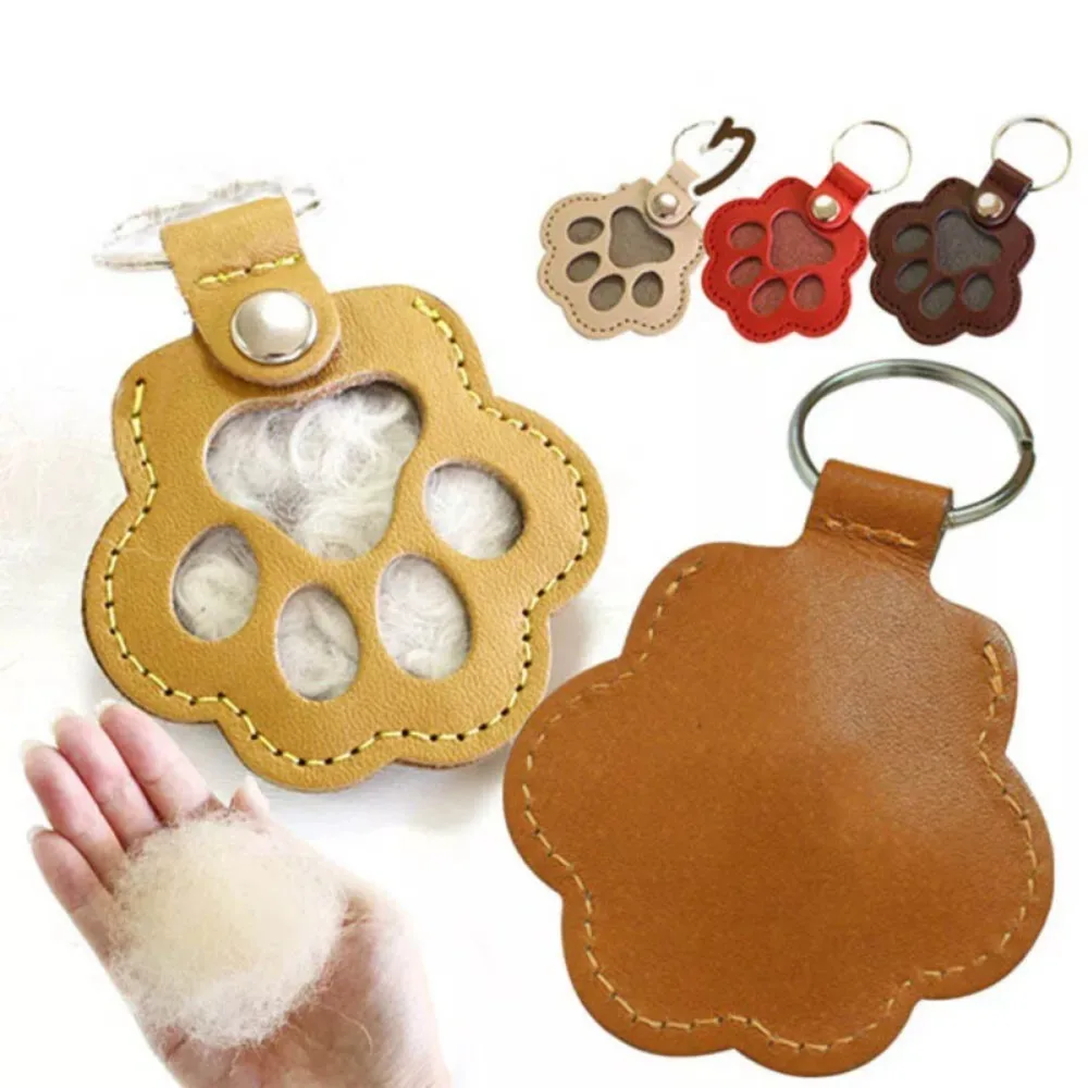 

Cute Cute Cat Claw Keychain Kitty Creative Pet Hair Storage Bag Puppy Keyring Dogs Paw Pendant Hanging Accessory