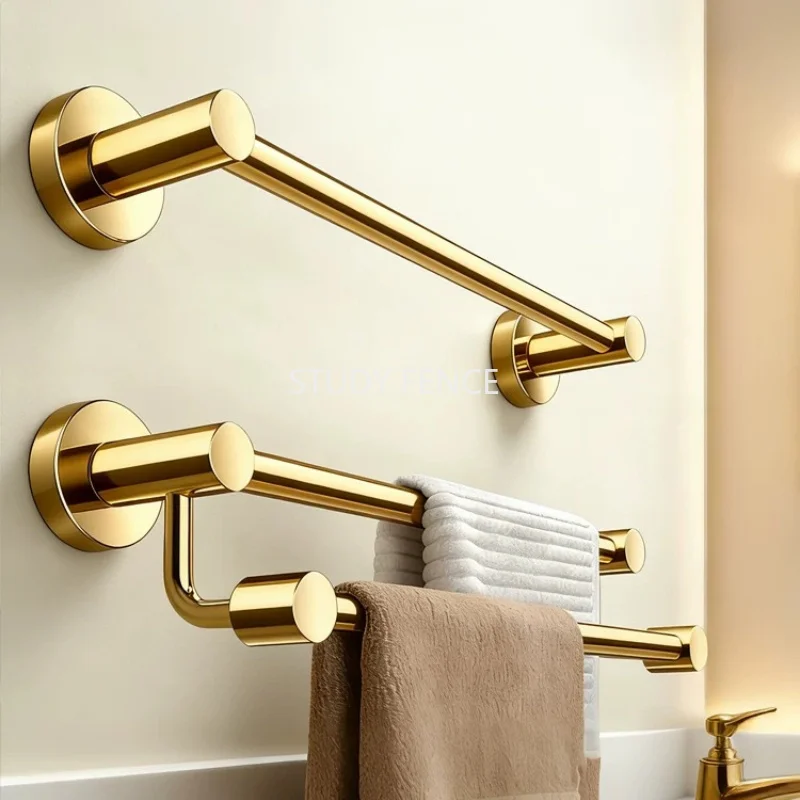 

Stainless Steel Bathroom Towel Bar Bathroom Shelf Hotel Towel Rack Household Hardware Accessories Punch Installation with Screws