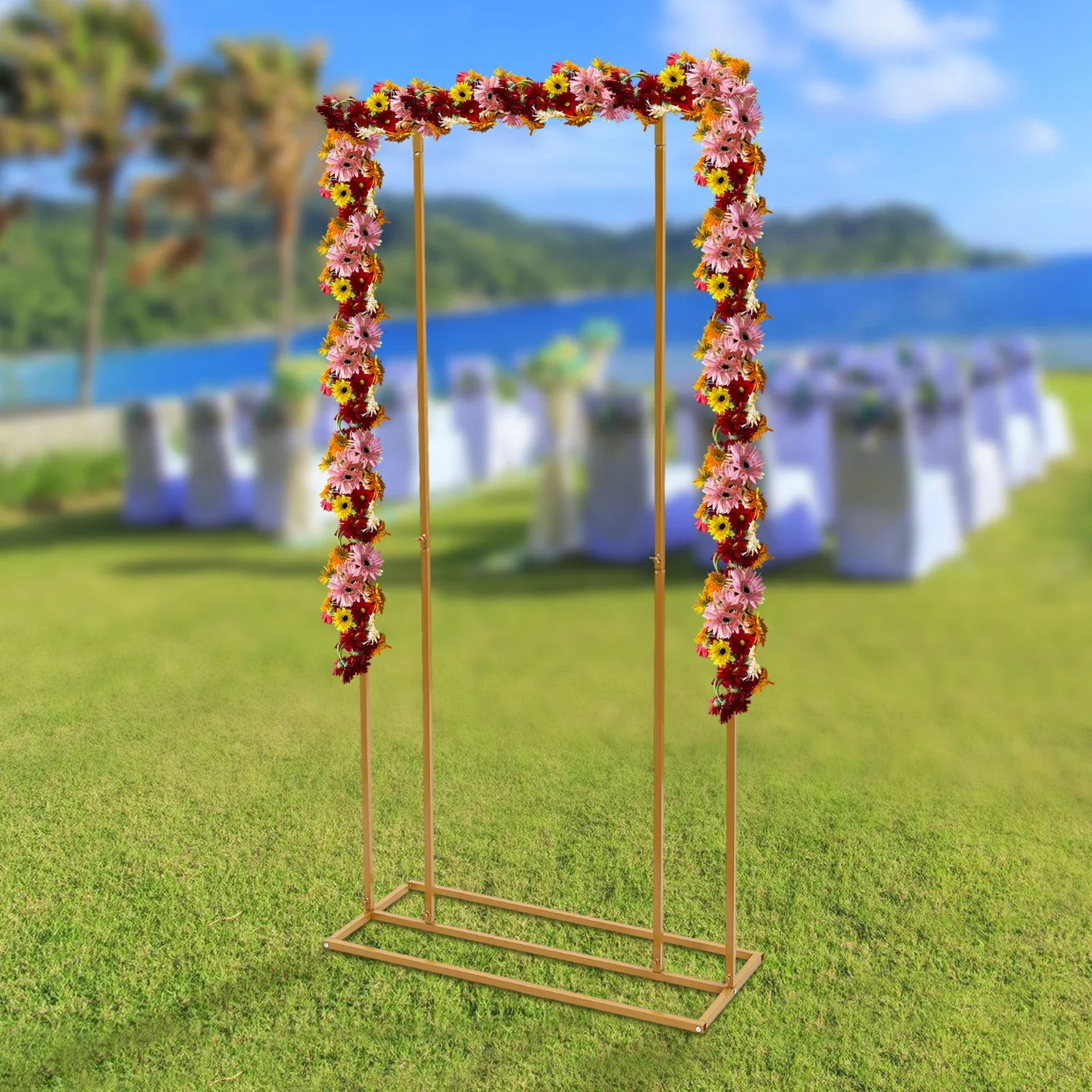 

Золотая металлическая подставка для фона, железная - высокотемпературная краска для выпечки и нагрузка 15,4-17,6 фунтов, высота 6,56 футов для фотосъемки