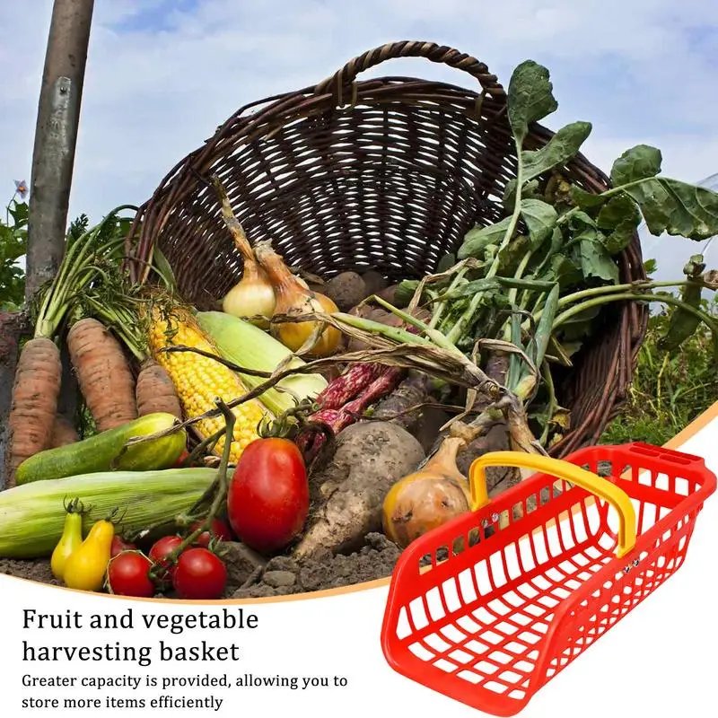 Garden Harvest Basket Vegetable Basket With Handle Gathering Basket Bin Storage Container For Harvesting Corn Garlic Onions And