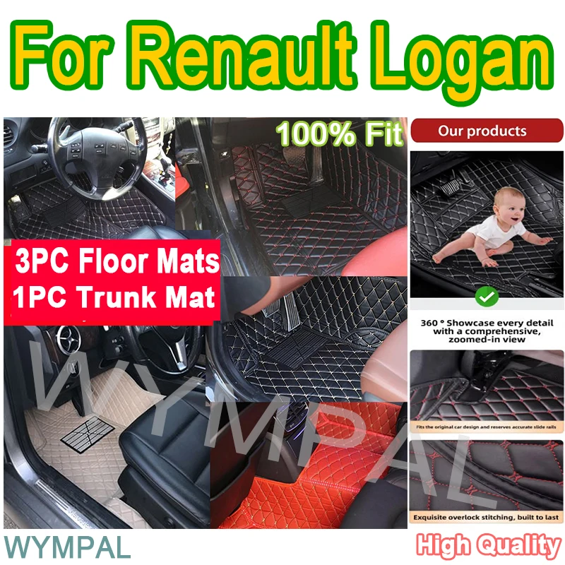 

Luxury Custom Car Floor Mats For Renault Logan 2010 2011 2013 2014 Auto Automotive Leather Car Full set interior Mats