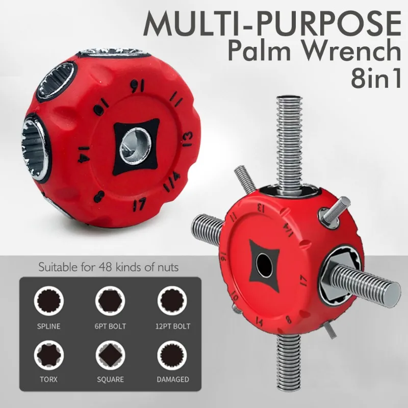 Multi Functional Socket Wrench Portable Universal Socket Eight in One Palm Lightning Mini Ratchet Wrench