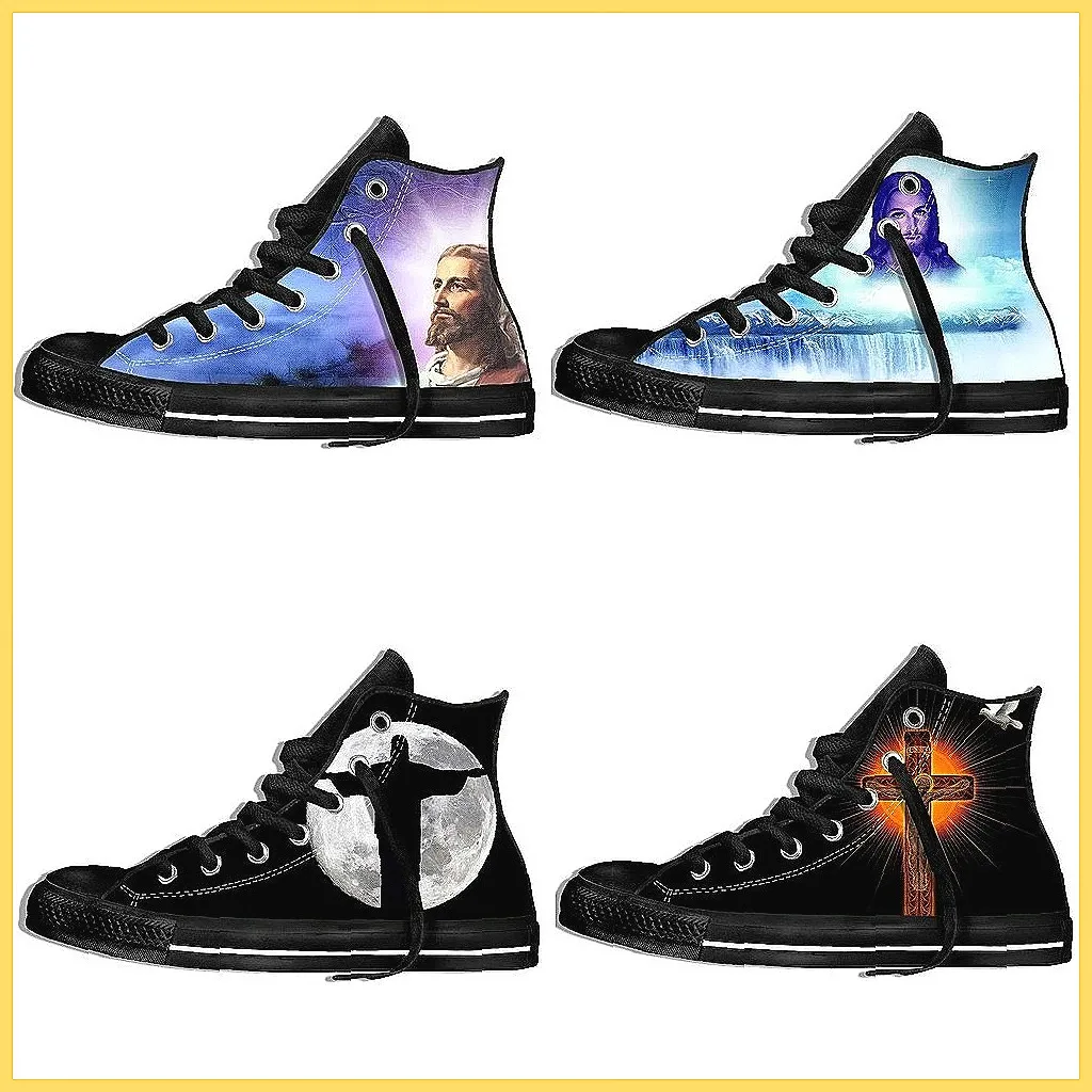 

New Anime Jesus High Top Sneakers, Harajuku Style Lightweight Casual Shoes for Men & Women