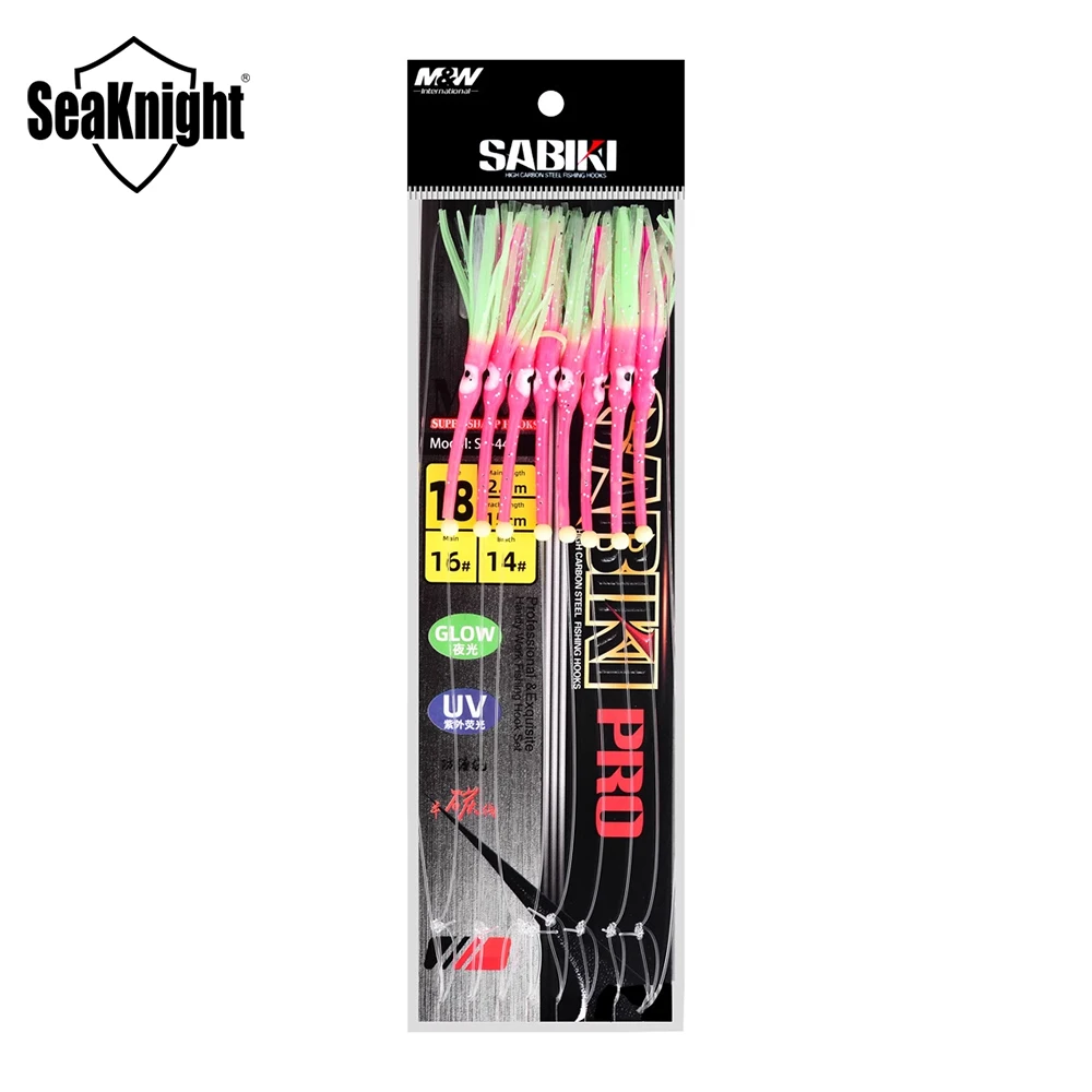 New Seaknight HOT Squid Bait Luminous Bait Hairtail Lure Squid Fish Hook 2P-1Sets Sea Fishing Lure Set Boat Fishing Glowing Bait