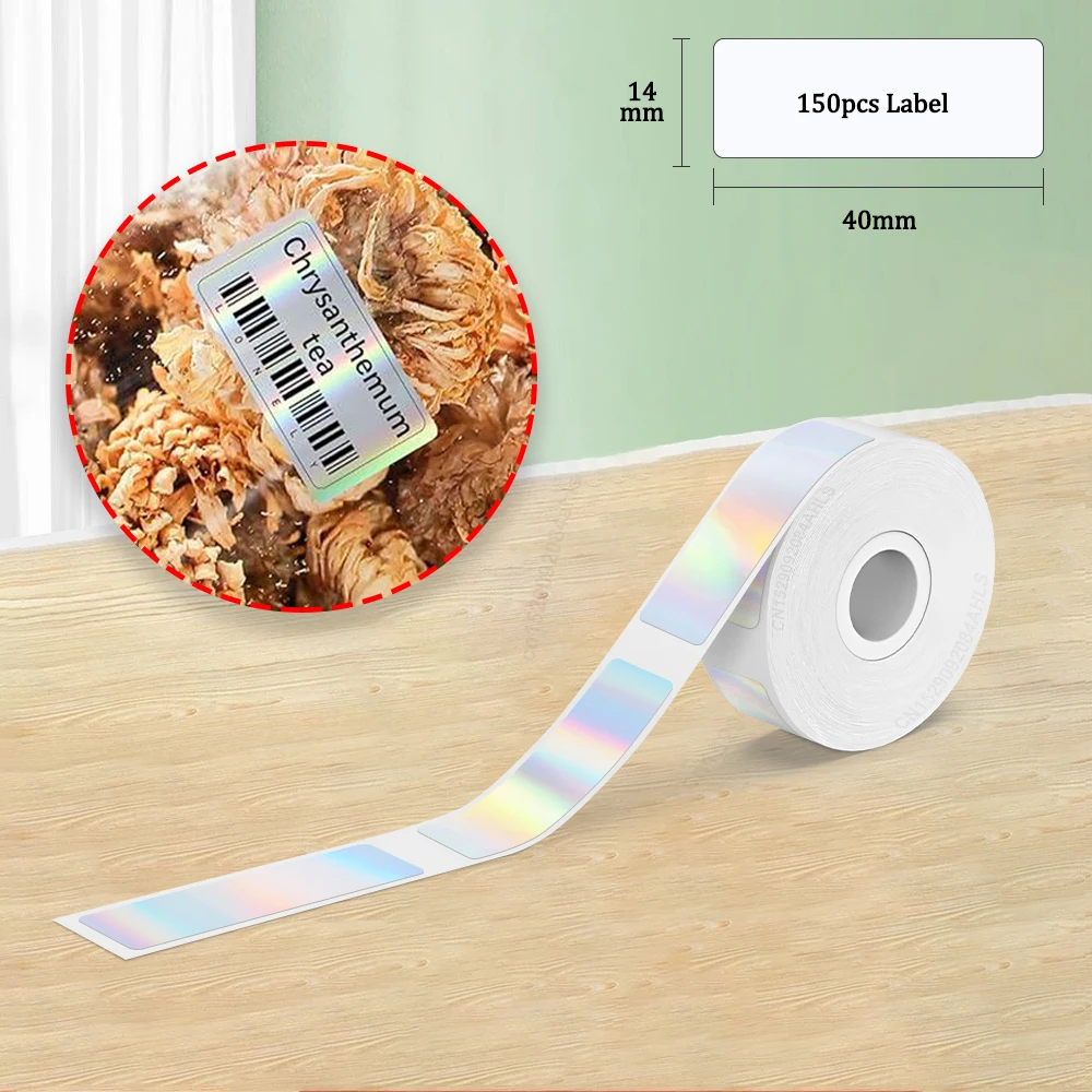 P15 Holographic Sticker P15 Thermal Printer Self Adhesive White Label Tape Paper Compatible D30 Q30 Q30S Marklife P15 P12 P11