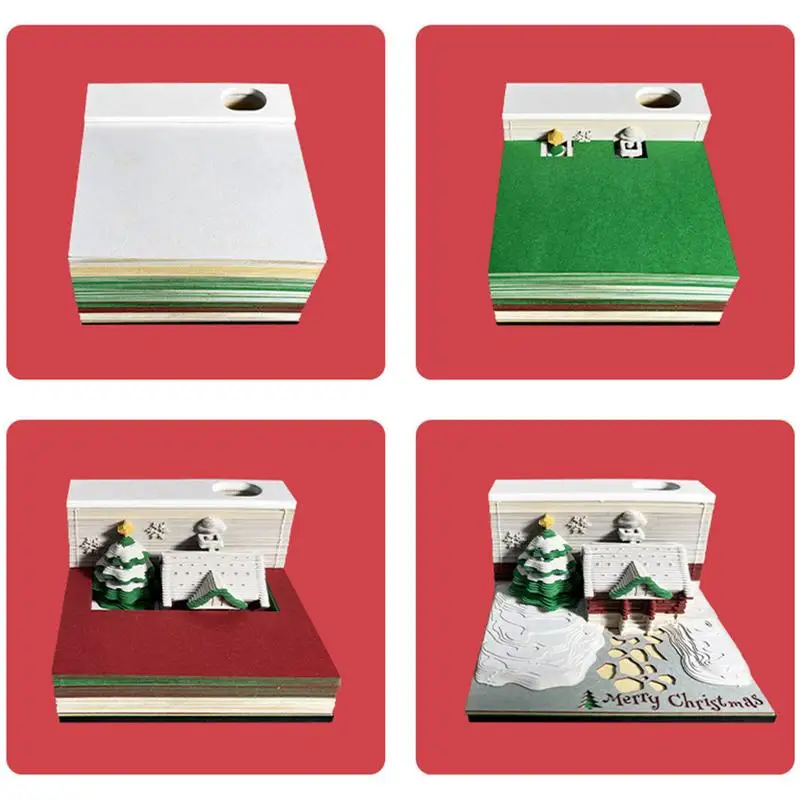 3D Notepad 3D Paper Carving Sculpture Memo Pad Tear Off Paper Collectible Stationery Desktop Paper Carving Statue For Dormitory