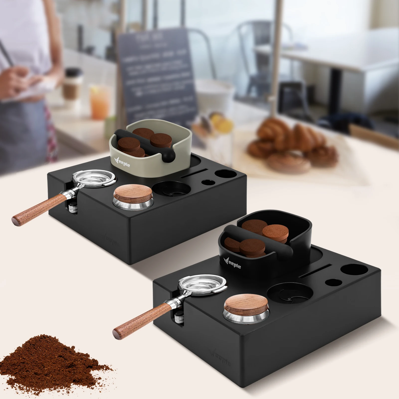 

Набор инструментов для эспрессо, органайзер 3 в 1, распределитель, тампер и контейнер для гущи, аксессуары для кофе бариста