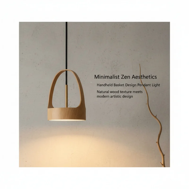 

Minimalist Wood Grain Pendant Lights Retro Bedside Hanging Lamp Living Dining Room Bedroom Chandeliers Decor Indoor Lighting