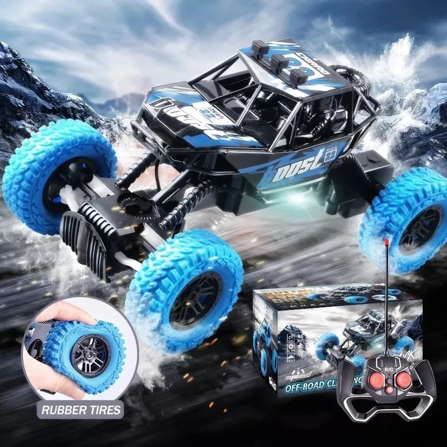 

Новый автомобиль с дистанционным управлением и красочными мигающими огнями, резиновыми колесами, внедорожный игрушечный автомобиль, подходящий для рождественских детских подарков