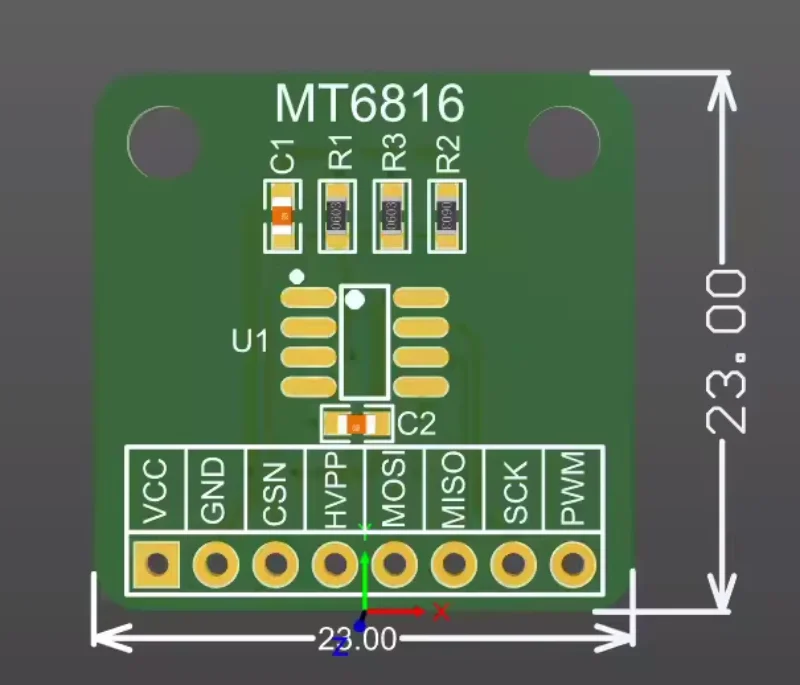 MT6816 Hochgeschwindigkeits-, Hochpräzisions-Magnetencoder Magnetisches Induktions-Winkelmessungsensormodul Test-Evaluierungsboard – Detail 3
