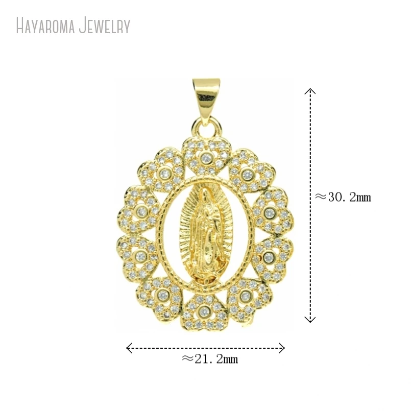 

5Pcs Figure Virgin Mary Copper Religious Catholic Jewelry Invisible Setting Metal Cubic Zirconia Pendant PM54358