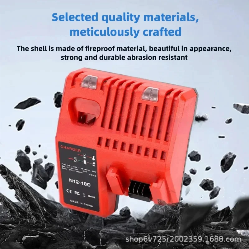 12V~18V 充電器 ミルウォーキー M18/M12/M14 バッテリー用 交換用リチウムイオンバッテリー充電器 EU/US/UK/AU プラグ LED 充電インジケーター