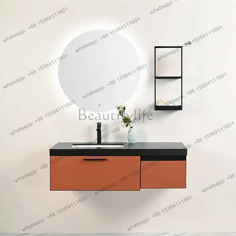 

LXOrange bathroom cabinet, double basin, rock slab washstand, solid wood wall-mounted face wash basin