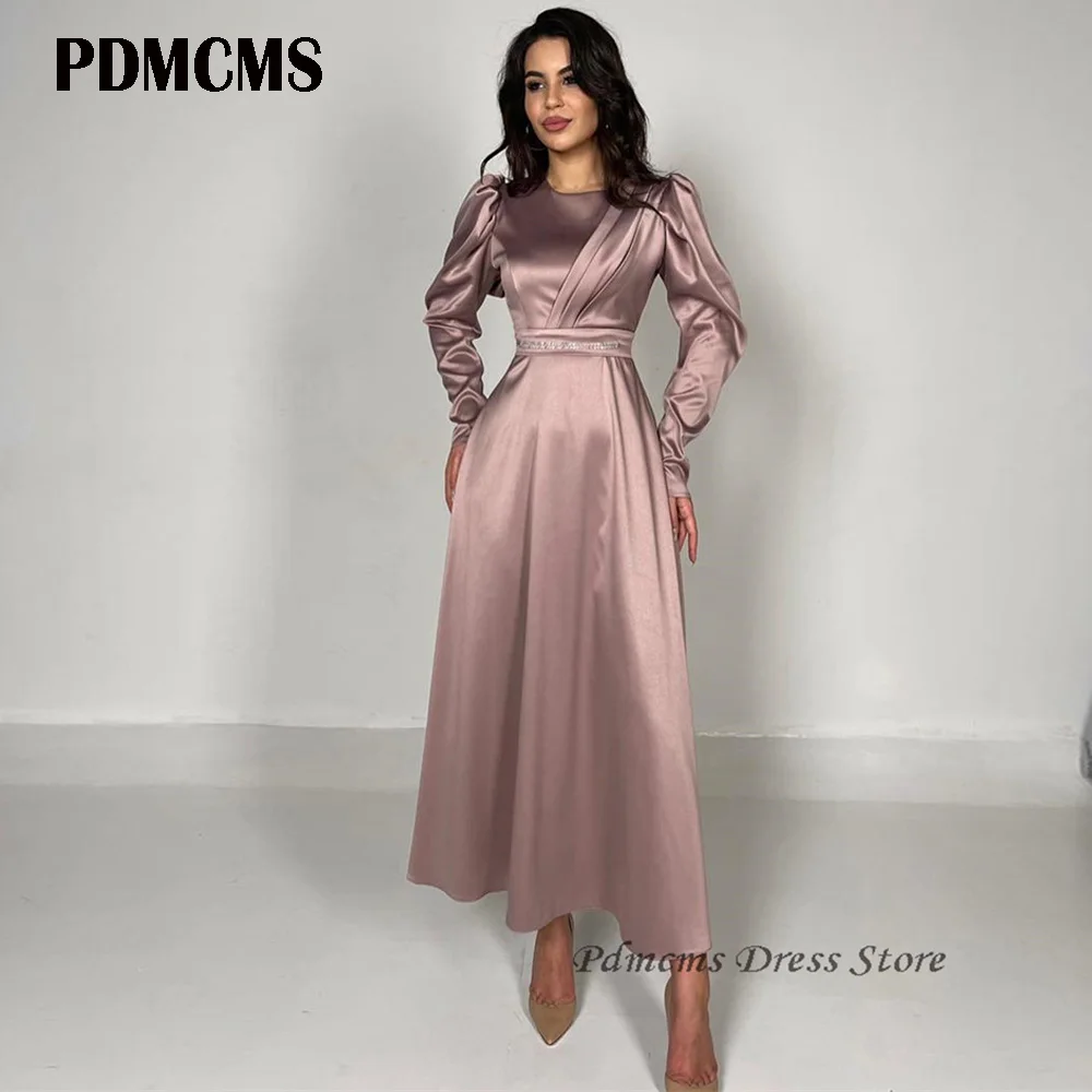 

Elegan Muslim Women Simple Light Pink Evening Dresses Mermaid Long Sleeves High Neck Formal Party Prom Gowns Wedding Custom 2024