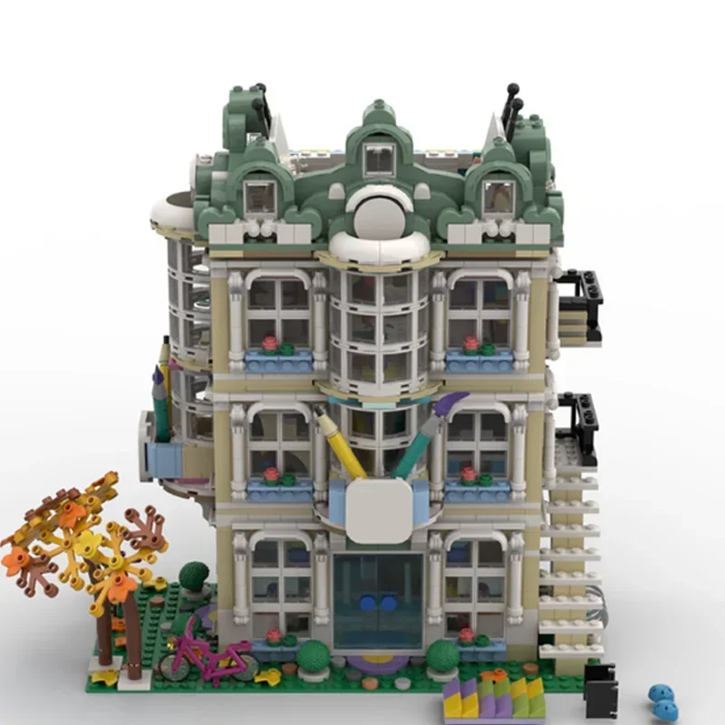 Three bricks Moc Bausteine Street View Modellreihe Kunstschule Gebäude technologie Ziegel DIY Spielzeug für Kinder Kinder Geschenke