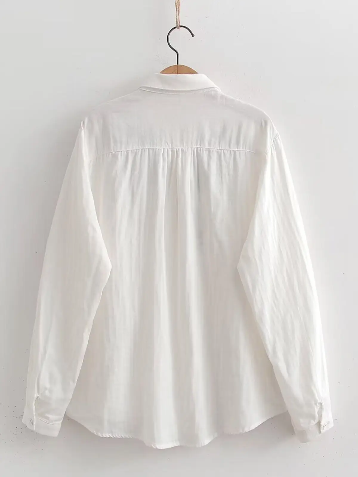 Embroidered Shirt for Women 2025 Spring Long-sleeved Top Coat Base Casual Loose Double-layer Cotton Yarn Trendy