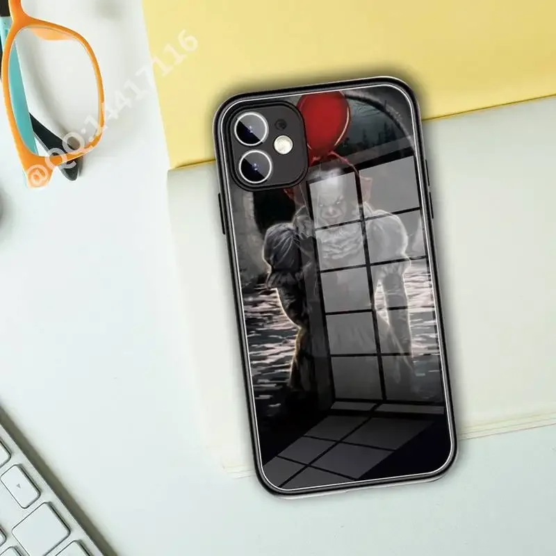 Phone Case Tempered Glass For iPhone 14 15 13 11 Pro XR XS MAX 8 7 Plus 12 Mini Pennywise The Clown Horror Full Coverage covers