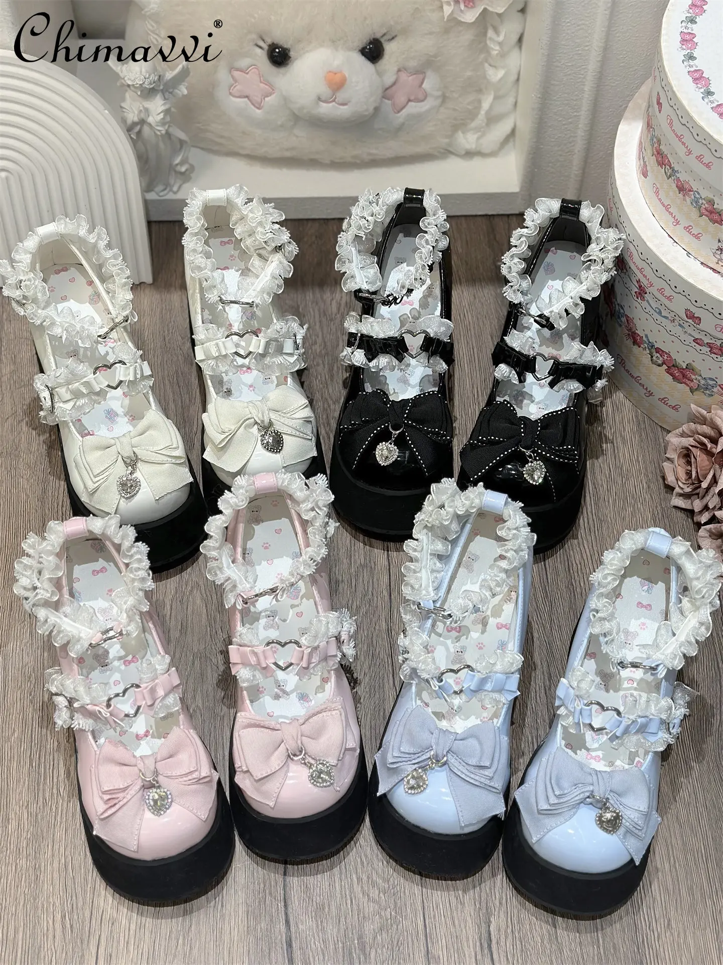 

Original Lolita Sweet Mary Jane Chunky Platform Round Toe Platform Shoes Spring New Cute Girl Women Elegant Princess High Heels