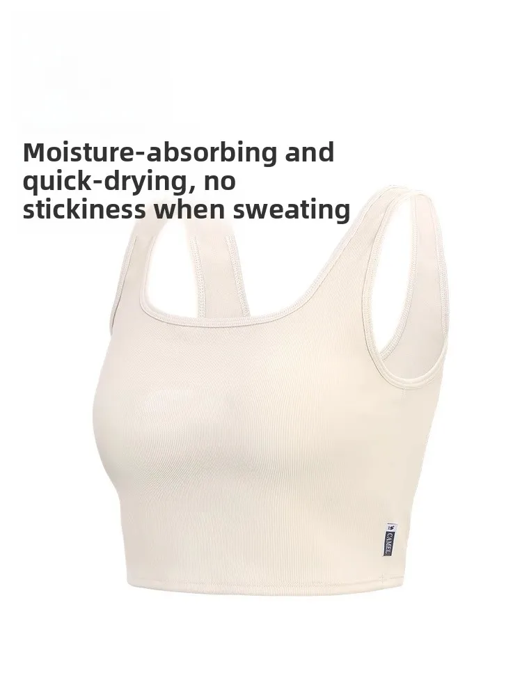 Camelo feminino yoga colete esportivo respirável qui seco fitn outfit esportes bal camada base superior para atividades ao ar livre de primavera