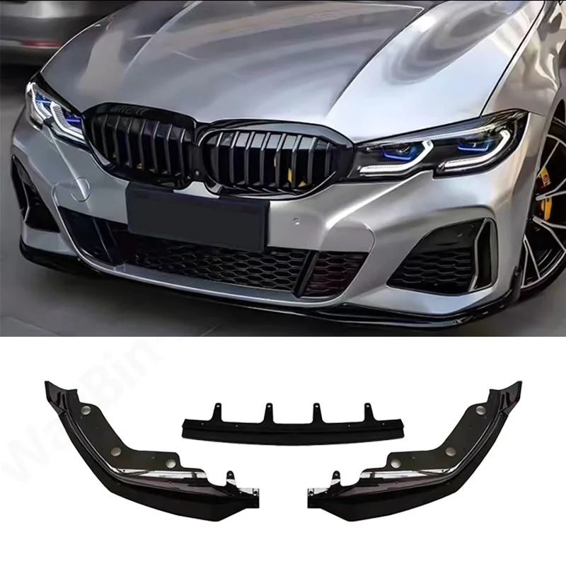 Car Front Bumper Splitter Lip For BMW 3 Series G20 M Pack 320i 330i M340i xDrive 2019-2022 Spoiler Diffuser Guard Body Kit