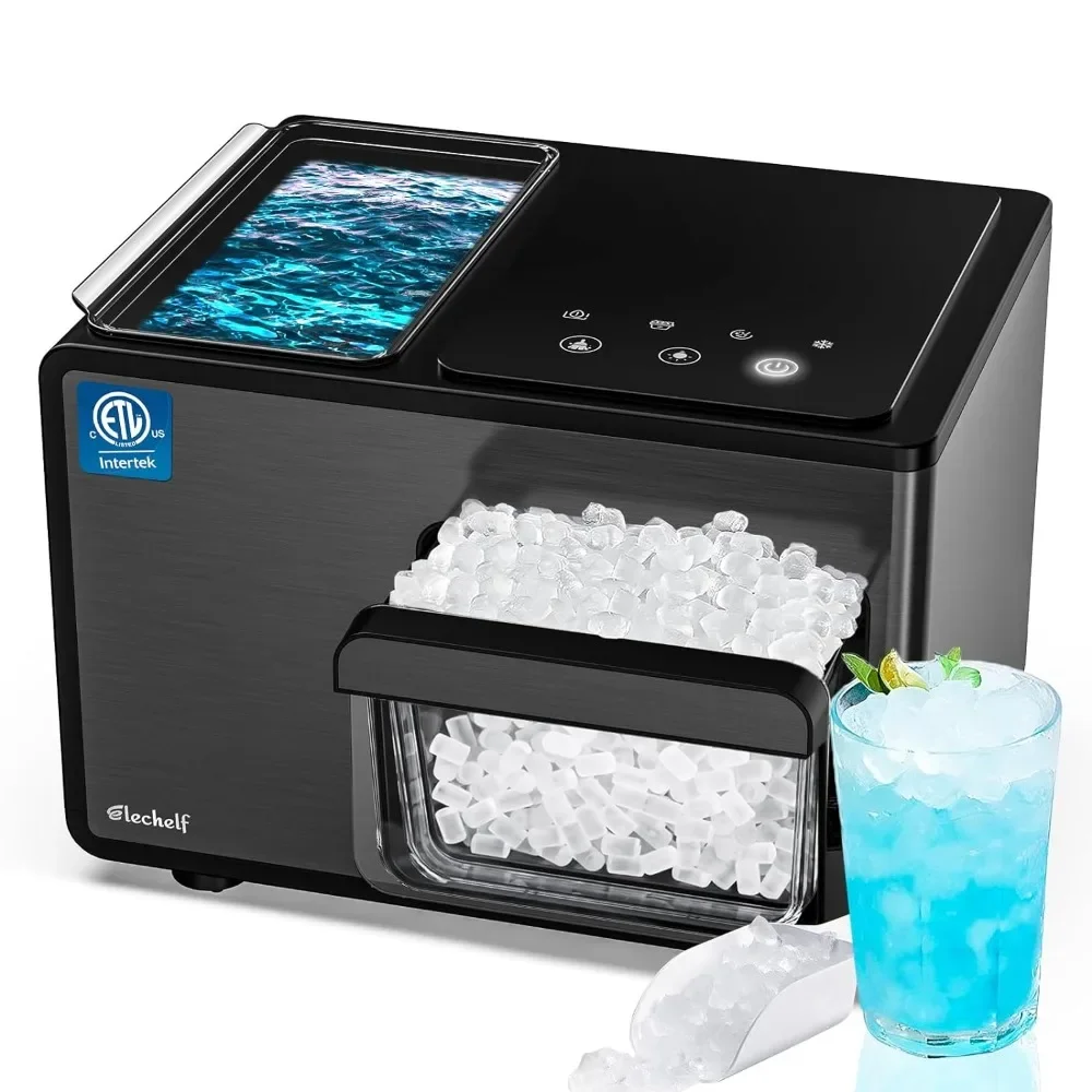 Aço inoxidável Nugget Ice Maker, auto-limpeza bancada, Kid-Friendly Design, gelo Sonic mastigável, Heavy-Duty, 40lbs