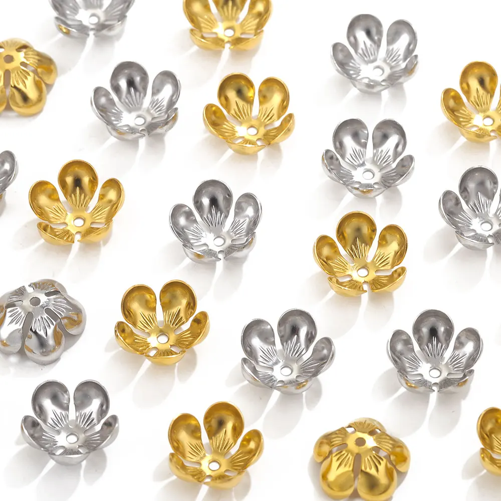 

Бусины из нержавеющей стали с золотым покрытием, 50 шт.