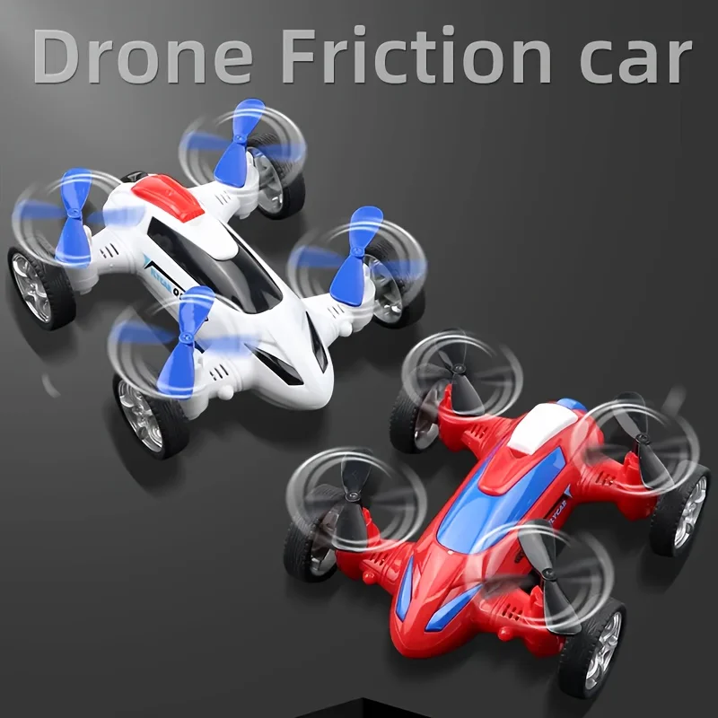 لعبة سيارة احتكاك غير قابلة للطيران على شكل طائرة بدون طيار للأطفال، مركبة تعمل بالدفع والسحب والقصور الذاتي، تصميم كوادكوبتر متين للأولاد والبنات #1