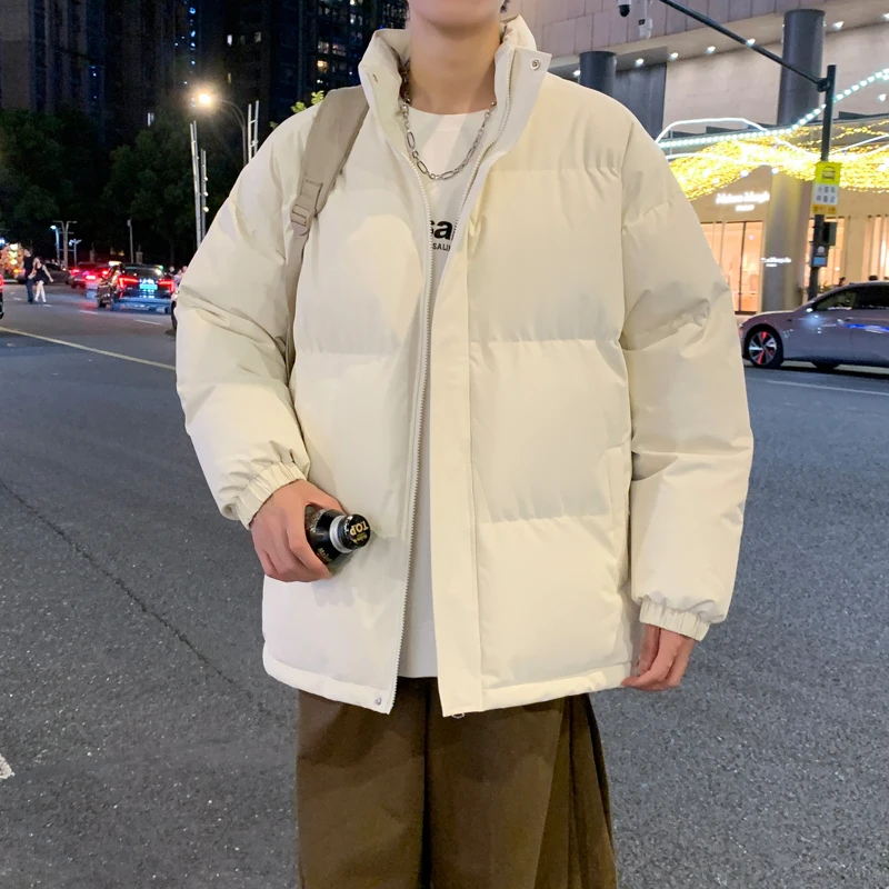 Jaqueta masculina de algodão inchado de inverno, à prova de vento, quente, resistente a arranhões, casaco acolchoado para uso de rua, passeios na cidade e passeios diários