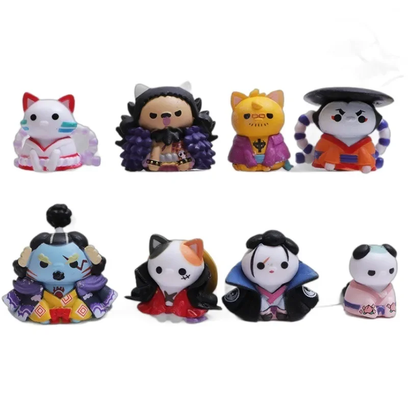 8 шт./партия, Слитная фигурка кошки, Enel Doflamingo, детская Лучка, фигурка 4 см, миниатюрные Милые Забавные куклы, модель, украшения для торта
