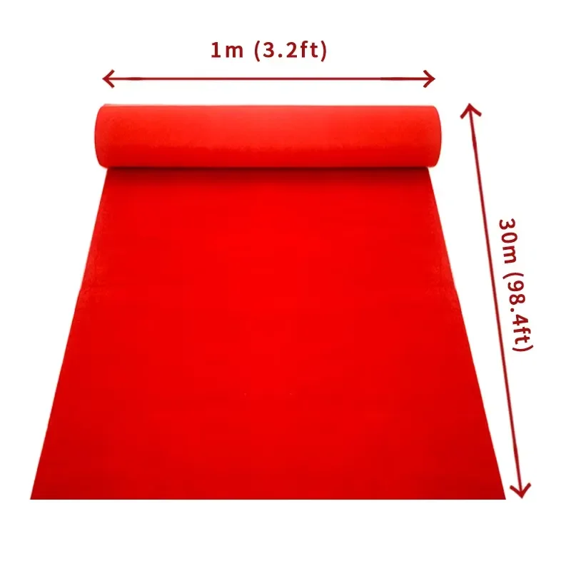 for 1m*30m 1700GSM Thick Red Carpet Runner Rugs Anti-Slip Backing PVC Rubber Bottom Outdoor Weddings Church Stage Commercial