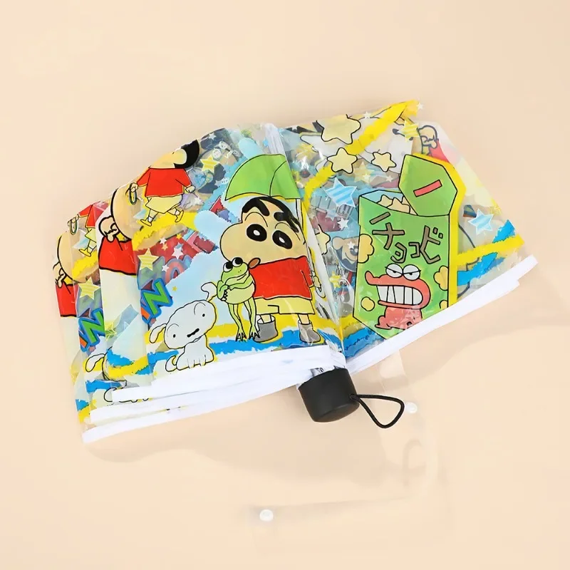 Crayon Boy Shin C-Chan Fully Automatic Transparent Umbrella Cartoon Crayon Boy Shin C-Chan Thickened Folding Tri-fold Umbrella