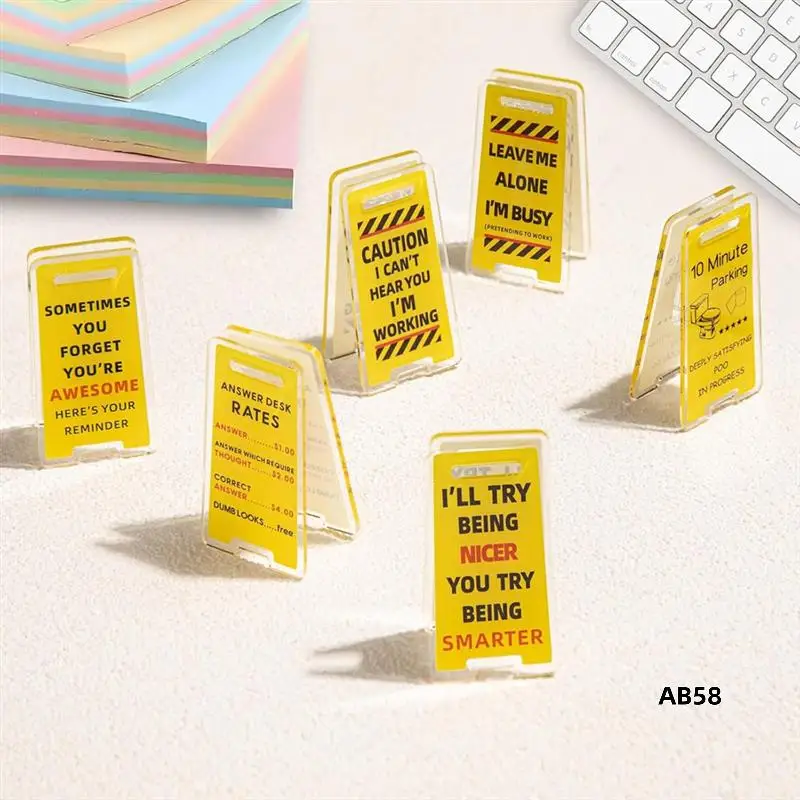 Funny Sticky Note Holder - 6 Pack Note Holder Clips, Overstimulated Desk Sign For Office, Hilarious Desk Signs