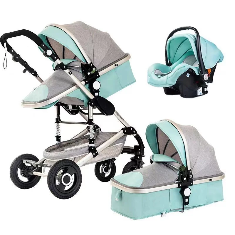 Lightweight Luxury Baby Stroller 3 in 1 Portable High Landscape Reversible stroller baby 4 in 1 Stroller Travel Pram