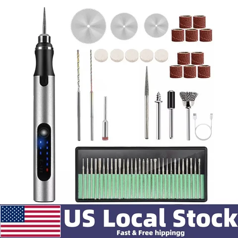 58/74/83 PCS USB Charging Mini Electric Engraving Etching Machine Cordless Rotary Tools Engraving Pen Jewel Metal Wood Mode