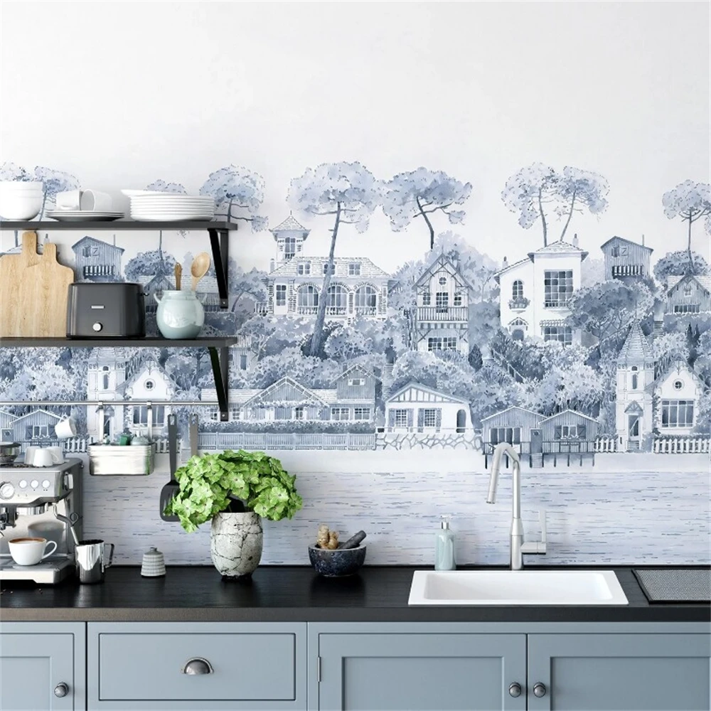 Custom Blue Forest wallpaper mural Nordic forest woods modern minimalist wall papel Background Home decoration pintado de pared