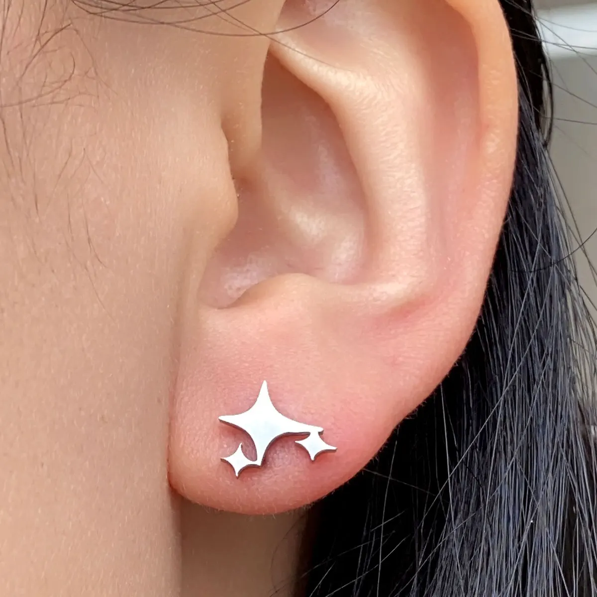 Fashion Stainless Steel Small Studs Earring Gold/Silver Color Star Moon Butterfly Leaf Earring for Women Men Hip Hop Ear Jewelry