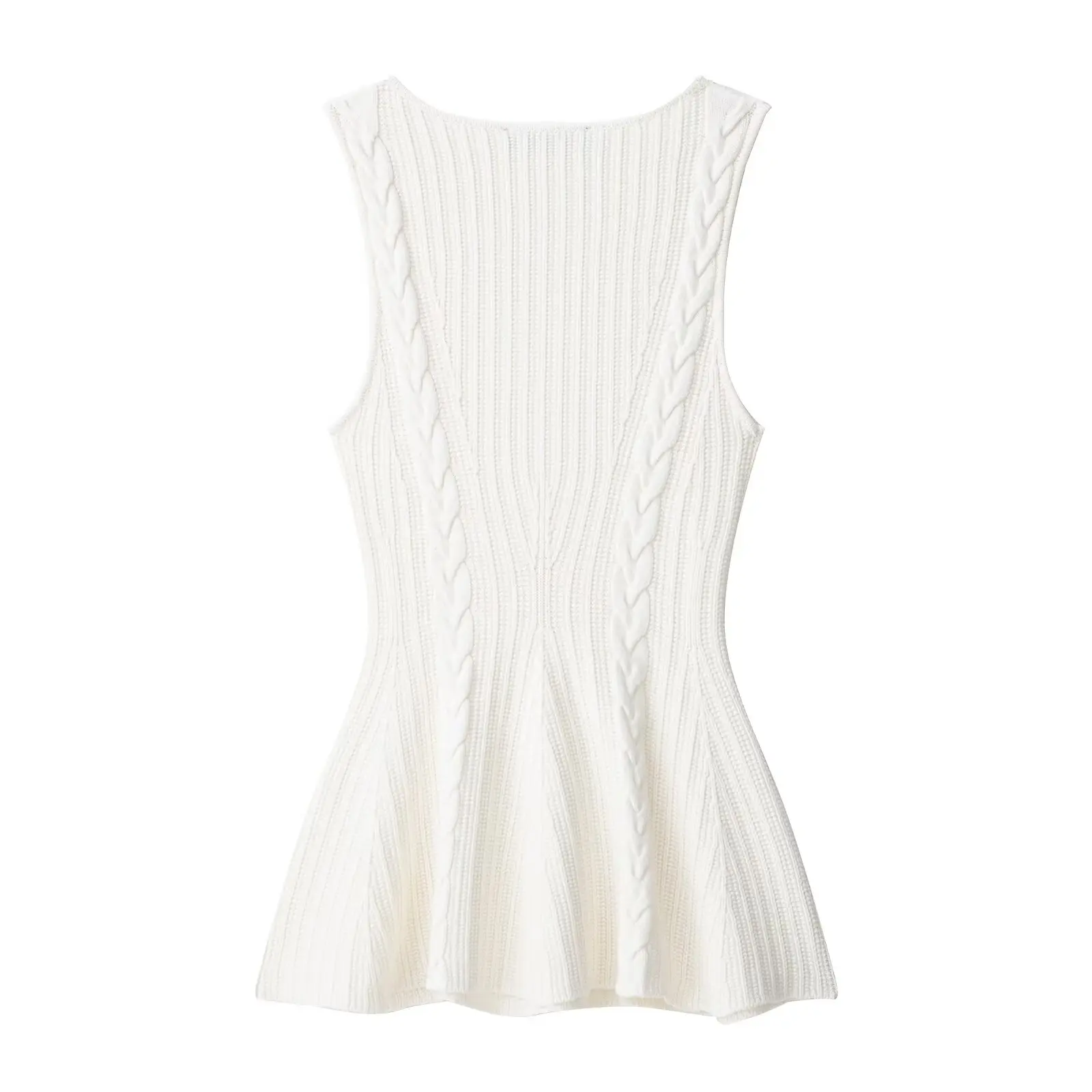 KONDALA Chic Knitted Streetwear Women‘s’ Sweater Fashion 2025 Sleeveless O-Neck Elegant Pleated Solid Female Skirt Sweatwear