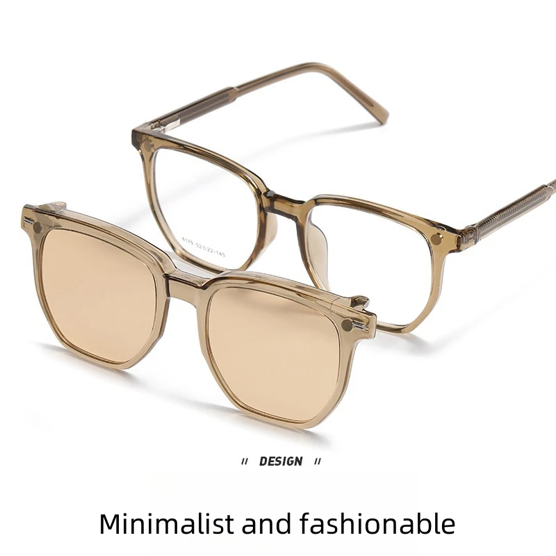 FIRADA 2024 Fashion Square Polarized Glasses Retro Magnetic Eyewear Optical Prescription Eyeglasses Frame For Men Women 8179-C