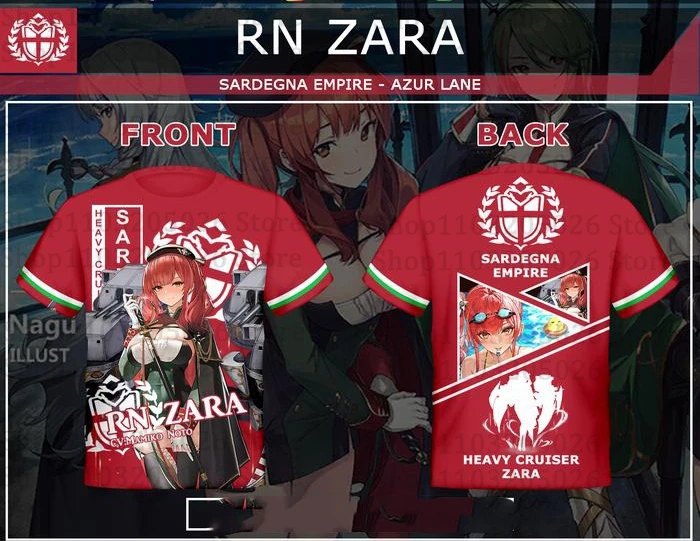 لعبة جديدة Azur Lane جميع الأدوار تي شيرت ثلاثية الأبعاد IJN Kaga طباعة للجنسين أنيمي تيز الصيف الرجال النساء Harajuku قصيرة الأكمام Y2k القمم