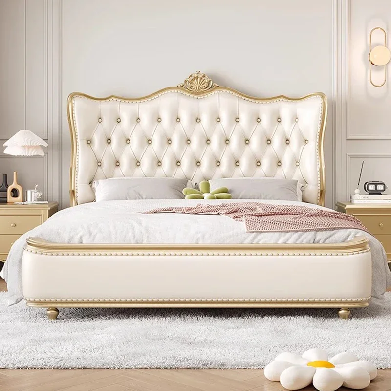 

White Princess Bed Safe Sleeping Comfortable Platform Luxury Wooden Modern Floor Bed Design Camas De Casal Salon Furniture