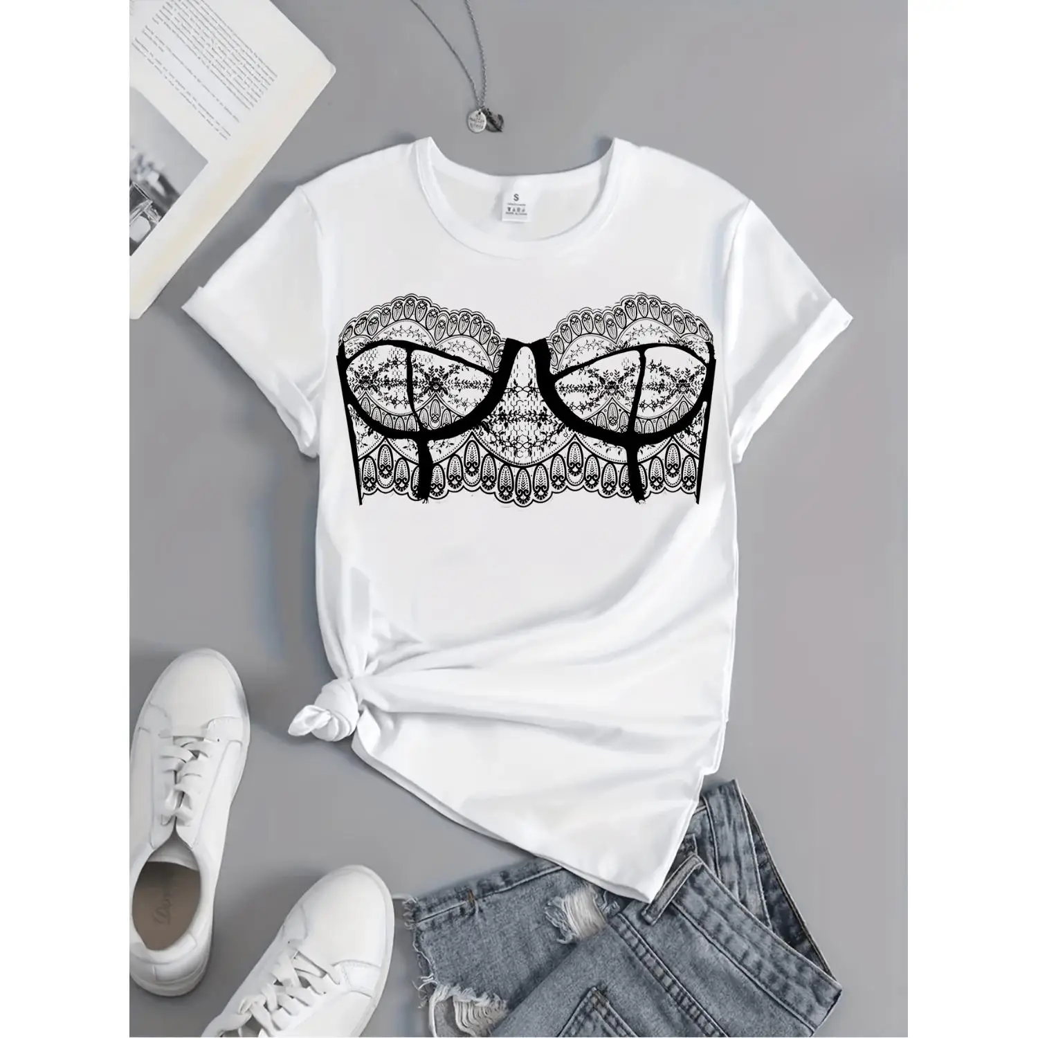 A Summer Cute Unisex Plain Short-Sleeved T-Shirt Picture 5 Printed Pattern T-Shirt, Spring And Summer Sports Casual Short-Sleeved Top, Women'S Clothing