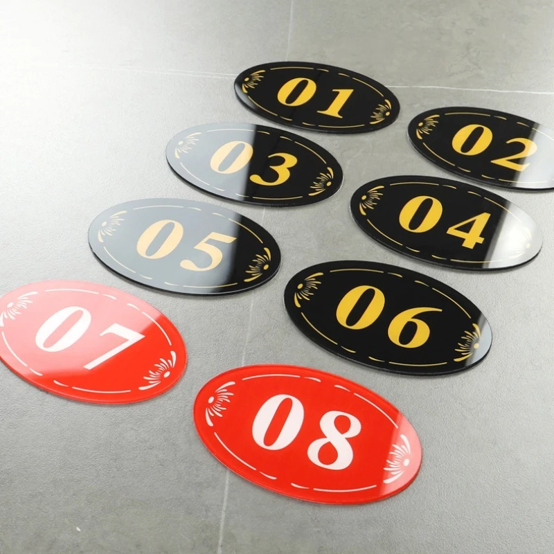 Plastic Acrylic Number Sticker, Plate, Seat Plate, Restaurant Dining Table Serial Identifier, Identification Plate