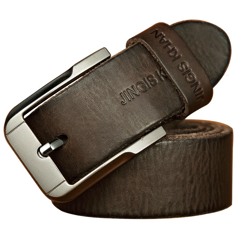 Ceinture en cuir véritable pour hommes, cuir de vache véritable, boucle à aiguille faite à la main, ceinture de cowhidée de couche supérieure tannée végétale, denim rétro décontracté