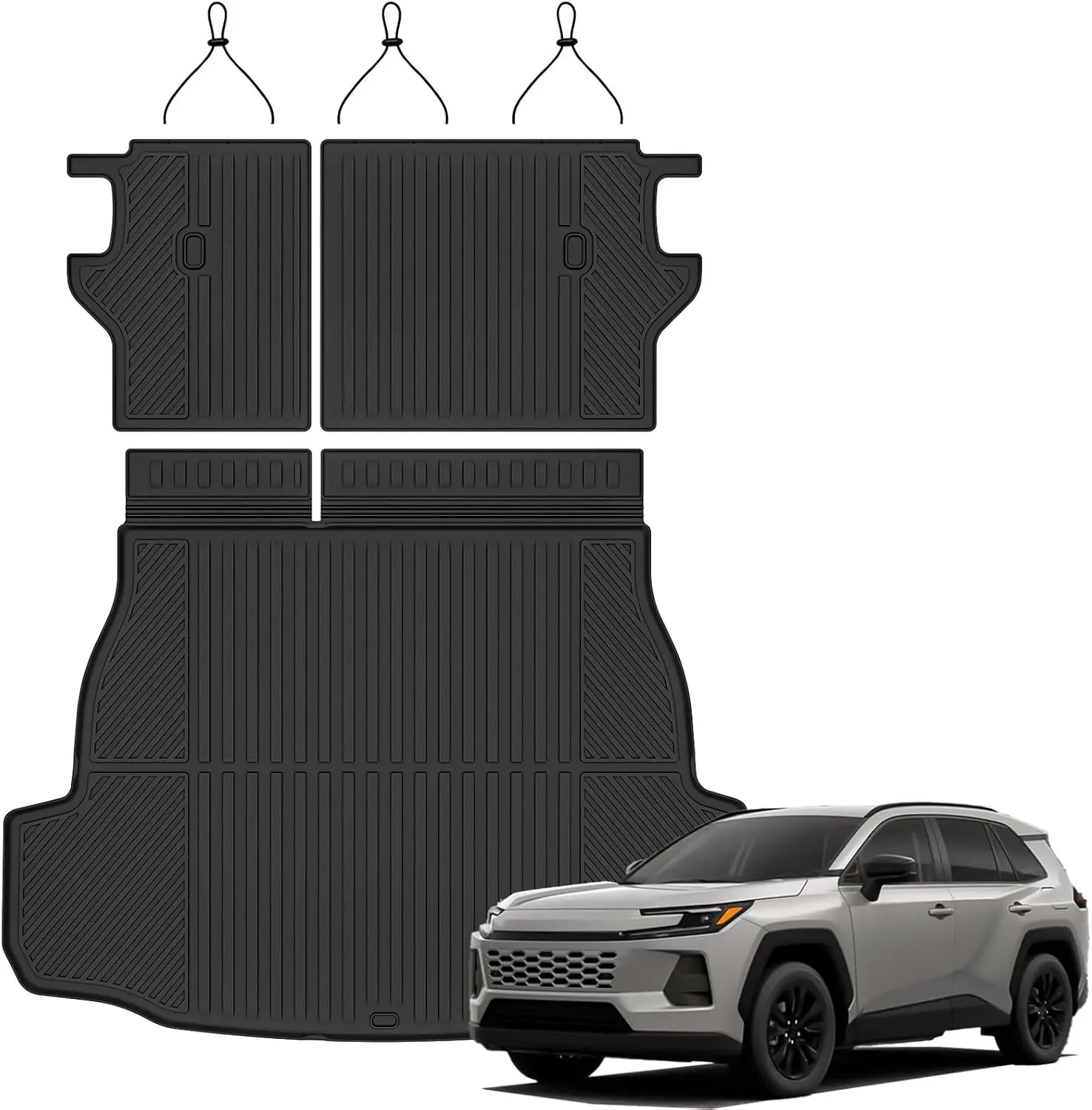 

Всепогодный коврик для багажника с подлокотником для Toyota RAV4 Hybrid 2026, материал TPE, без запаха, противоскользящий, черный, аксессуары