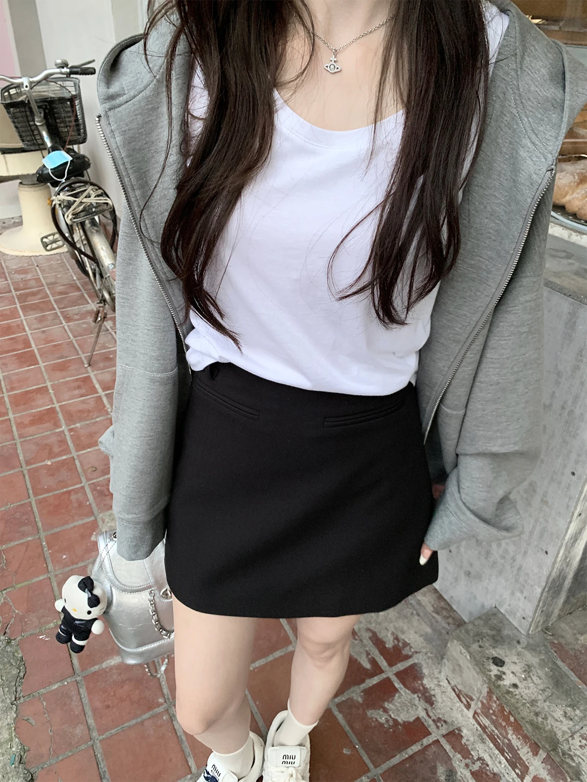 

Zhenzhen's ort Tailored Suit Skirt Ele Slim Fit Wool Blend Autumn Winter Versatile Skirt for Young Women 25-29