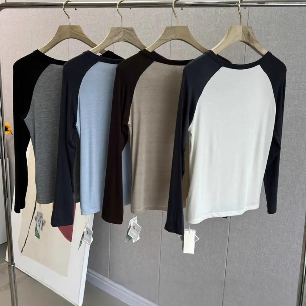 

Du Home Women's Yarn Acetate Wool Fabric Contrast Color Shoulder High Elastic Comfortable Fashionable Bottoming Outer Wear