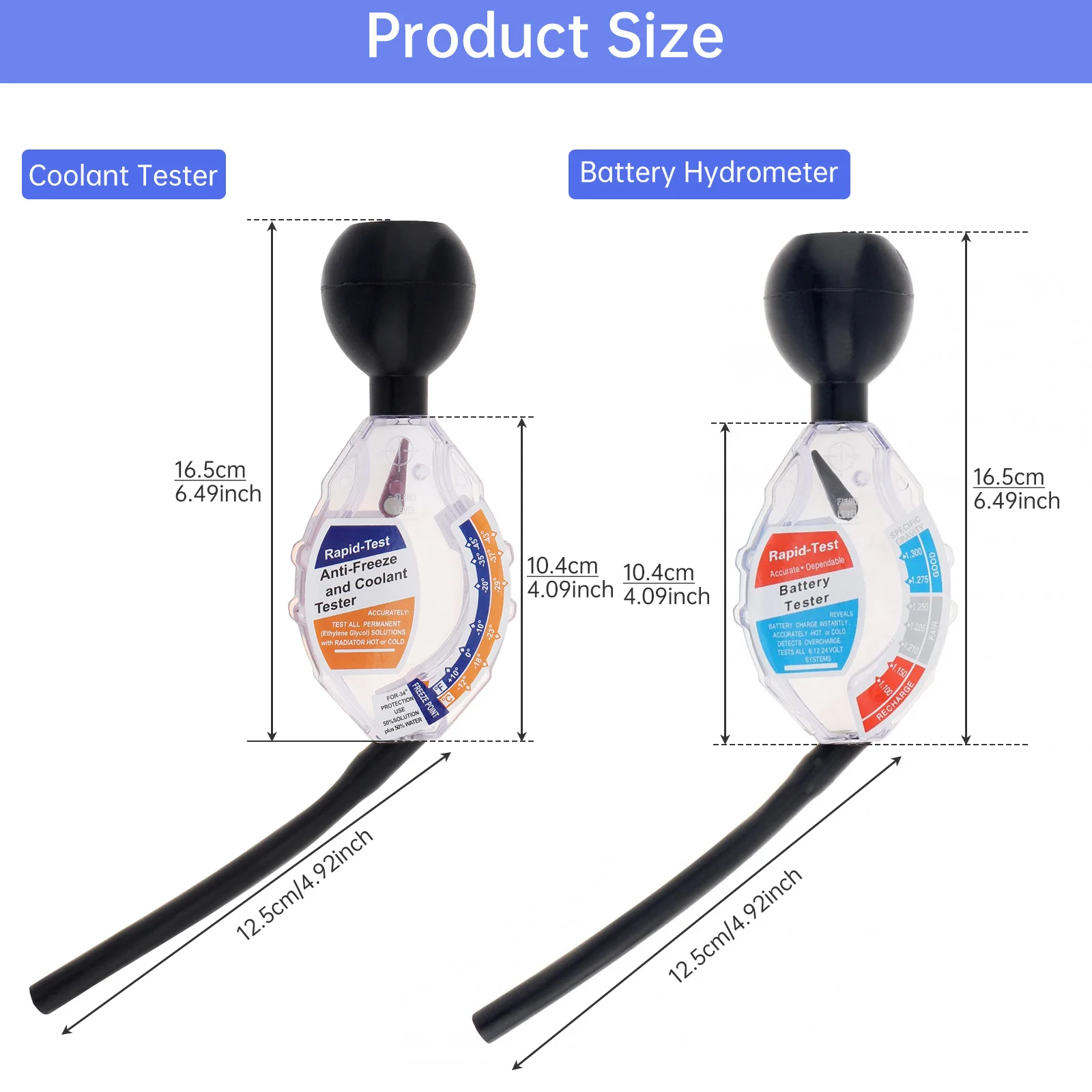 2 pcs 6V / 12V / 24V Deep Cycle Battery Hydrometer Antifreeze Coolant Tester Battery & Coolant Tester Set for Car / Truck / RV